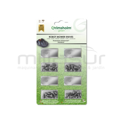 JUEGO 36 CUCHILLA Y TORNILLOS ROBOT CORTACESPED HUSQV. - GARDENA - motoscamaralweb.com