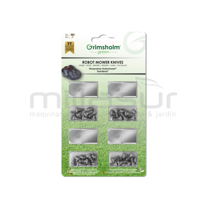 JUEGO 36 CUCHILLA Y TORNILLOS ROBOT CORTACESPED HUSQV. - GARDENA - motoscamaralweb.com