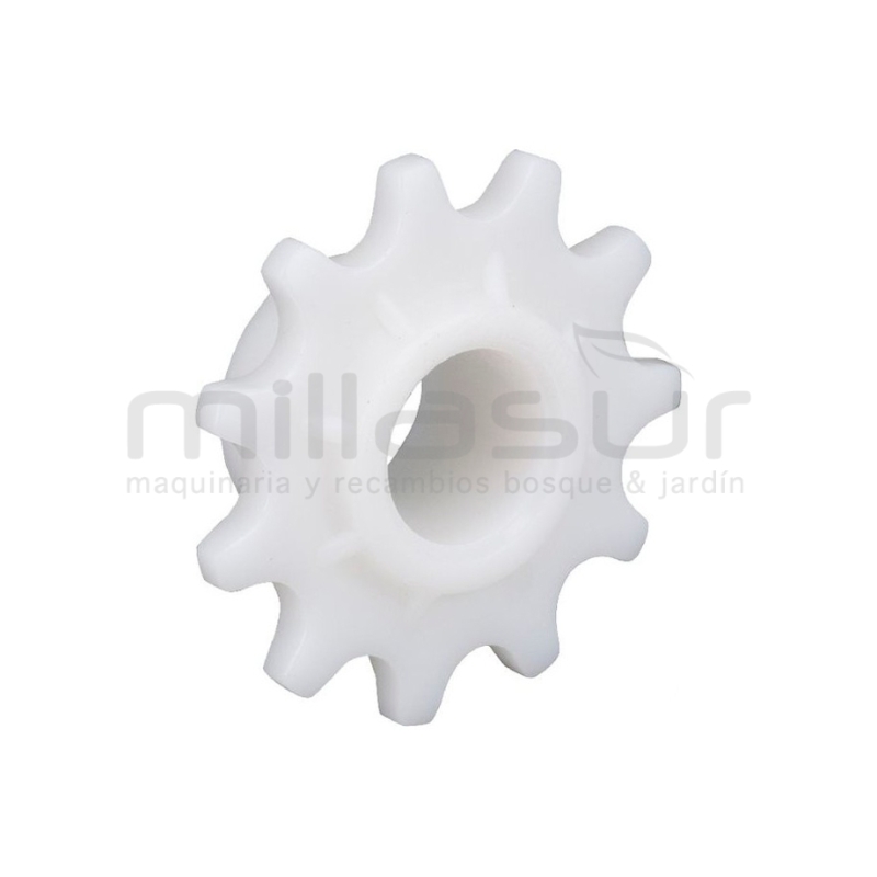 PIÑON PLASTICO TENSOR CADENA GRUPO TRACCIÓN CASTEL G. TC102. TC122 (11 DIENTES) - motoscamaralweb.com