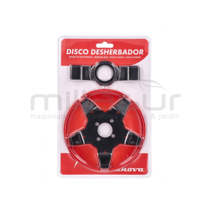 DISCO DESBROZADORA ANTI-HIERBAS CON PROTECTOR SUPERIOR 145MM (CON CUCHILLAS 2 Y 5 PUNTAS) - motoscamaralweb.com