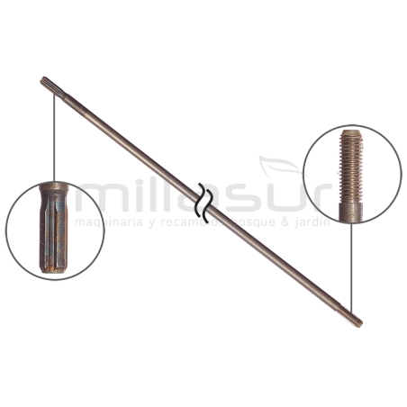 EJE TRANSMISION HUSQV. 240R. 245R 4 estrias / rosca 10mm - motoscamaralweb.com