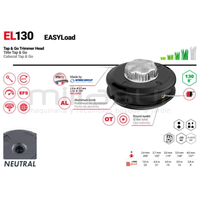 CABEZAL TAP-N-GO CARGA RÁPIDA EL130 - SIN ADAPTADOR - motoscamaralweb.com