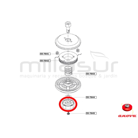 POMO INFERIOR DE ALUMINIO CABEZAL PT130 ( 55-764) - motoscamaralweb.com