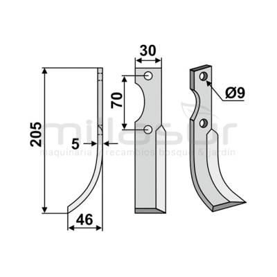 CUCHILLA MOTOAZADA HONDA F300 205x46 IZQUIERDA - motoscamaralweb.com