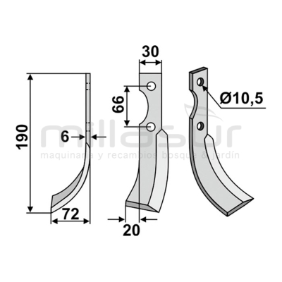 CUCHILLA MOTOAZADA FERRARI 71HP 7.5 R - GRILLO IZQ - motoscamaralweb.com