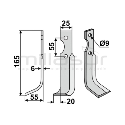 CUCHILLA MOTOAZADA 165x55 DCHA - GRILLO - AGRIA - ISEKI - motoscamaralweb.com