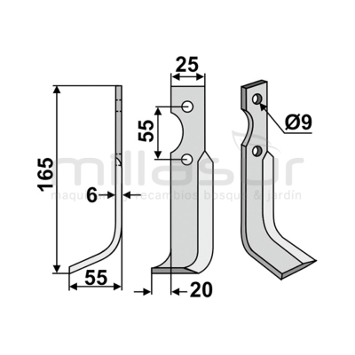 CUCHILLA MOTOAZADA 165x55 IZQ - GRILLO - AGRIA - ISEKI - motoscamaralweb.com
