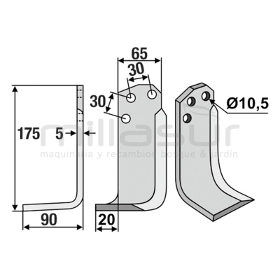CUCHILLA MOTOAZADA 175x90 IZQ - AGRIA - MTD - motoscamaralweb.com