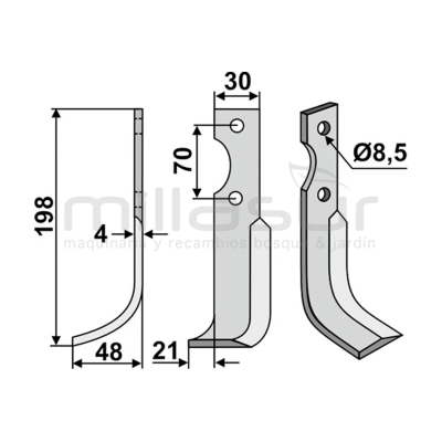 CUCHILLA MOTOAZADA 198x48 IZQ - AGRIA - motoscamaralweb.com