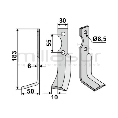 CUCHILLA MOTOAZADA 183x6x30 IZQ - CARRARO ANTONIO - motoscamaralweb.com