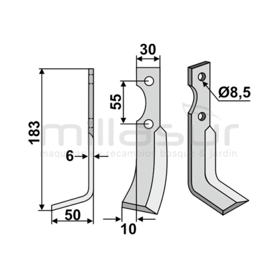 CUCHILLA MOTOAZADA 183x6x30 DERCH - CARRARO ANTONIO - motoscamaralweb.com