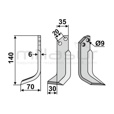 CUCHILLA MOTOAZADA 140x6x35 IZQ - GRILLO - motoscamaralweb.com