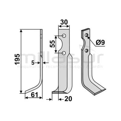 CUCHILLA MOTOAZADA 195x6x30 DRCH- GRILLO - motoscamaralweb.com
