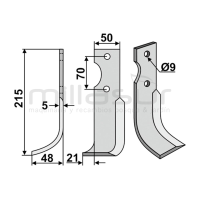 CUCHILLA MOTOAZADA AGRIA 215X48X5 DERCH - motoscamaralweb.com