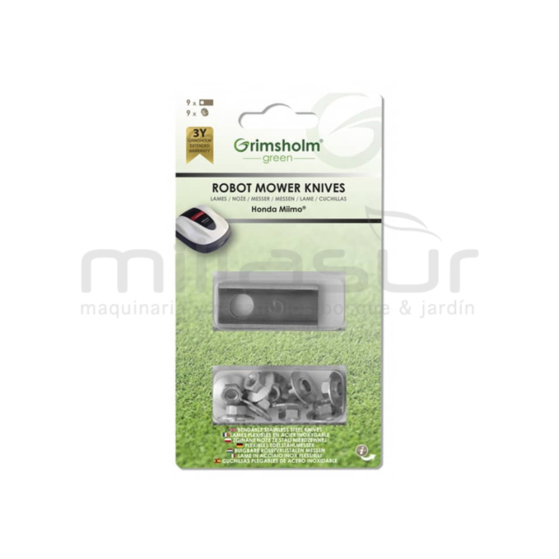 JUEGO 9 CUCHILLAS Y TUERCAS ROBOT CORTACESPED HONDA MIIMO - motoscamaralweb.com