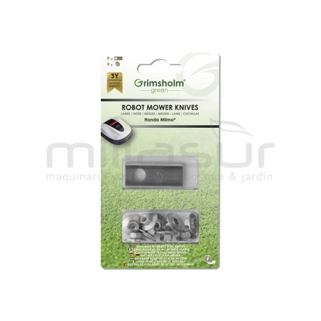 JUEGO 9 CUCHILLAS Y TUERCAS ROBOT CORTACESPED HONDA MIIMO - motoscamaralweb.com