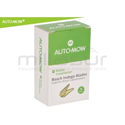 JUEGO 9 CUCHILLAS Y TORNILLOS ROBOT CORTACESPED BOSCH INDEGO - motoscamaralweb.com