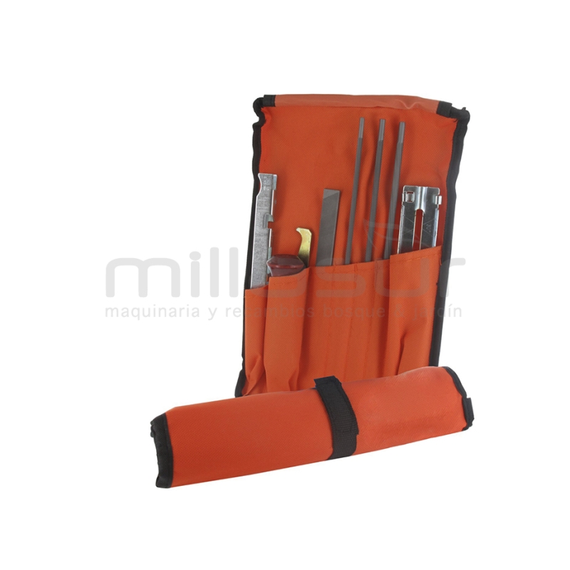 KIT DE AFILADO TIPO STIHL - MANGO. GUIA PROFUNDIDAD. UTIL LIMPIEZA. LIMA PLANA. 3 LIMAS REDONDAS - motoscamaralweb.com
