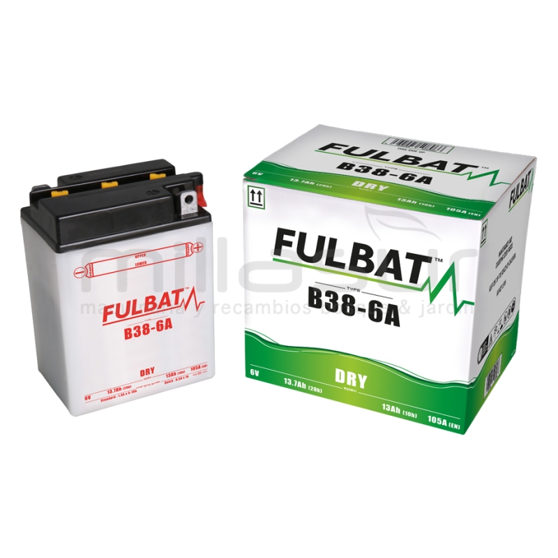 BATERIA 6V B38-6A ACIDO 13 Ah (119 x 83 x 161) -DER. - motoscamaralweb.com