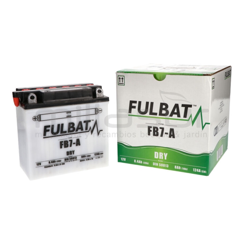 BATERIA MOTO FB7-A 12V ACIDO 8 Ah (135 x 75 x 133) -DER. (RESP. IZQ) - motoscamaralweb.com