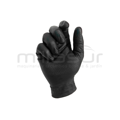 CAJA DE 50 GUANTES TALLER NITRILO DIAMANTADO NEGRO - TACTO RUGOSO - TALLA M - motoscamaralweb.com
