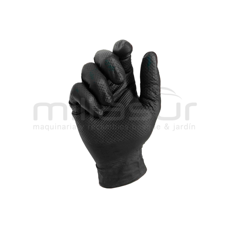 CAJA DE 50 GUANTES TALLER NITRILO DIAMANTADO NEGRO - TACTO RUGOSO - TALLA M - motoscamaralweb.com