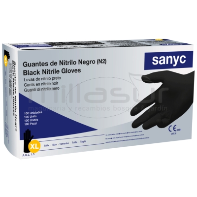 CAJA DE 100 GUANTES TALLER NITRILO NEGRO - TALLA XL - motoscamaralweb.com