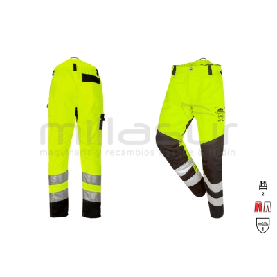PANTALON ANTICORTE CLASE 1 ALTA VISIBILIDAD (2) AMARILLO - TALLA S - motoscamaralweb.com