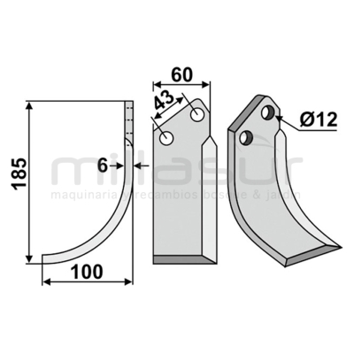 CUCHILLA MOTOAZADA AGRIA 185X100 IZQ - motoscamaralweb.com