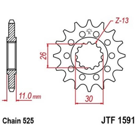 Piñón con goma anti-ruido JT SPROCKETS acero 16 dientes 1591 - 525 - motoscamaralweb.com