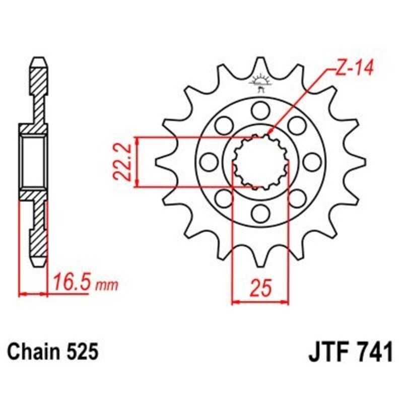 Piñón con goma anti-ruido JT SPROCKETS acero 741 - 525 - motoscamaralweb.com Piñón con goma anti-ruido JT SPROCKETS acero 741 - 525 - motoscamaralweb.com