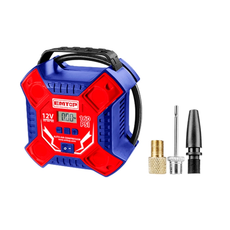 COMPRESOR AIRE EMTOP BATERIA 12V (11 BAR - 35L/min - CON ENCHUFE MECHERO COCHE) - motoscamaralweb.com