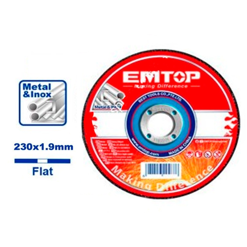 DISCO CORTE METAL AMOLADORA 230MM 1.90MM EMTOP - motoscamaralweb.com