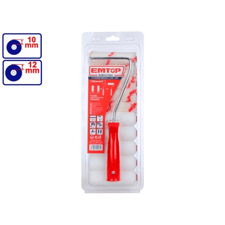 RODILLO PINTURA 100mm CON RECAMBIOS (5 PCS ACRILICO - 5 PCS POLIESTER) EMTOP - motoscamaralweb.com