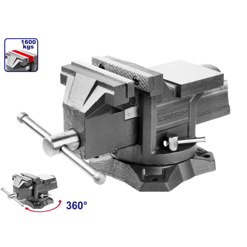 TORNILLO DE BANCO CON BASE GIRATORIA 6 - 11.2KG EMTOP - motoscamaralweb.com