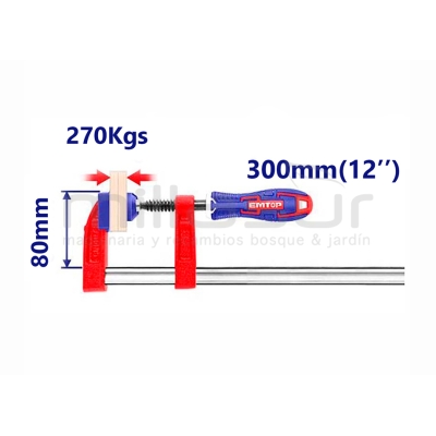 SARGENTO DE APRIETE 80x300 MM 270 KGS EMTOP - motoscamaralweb.com