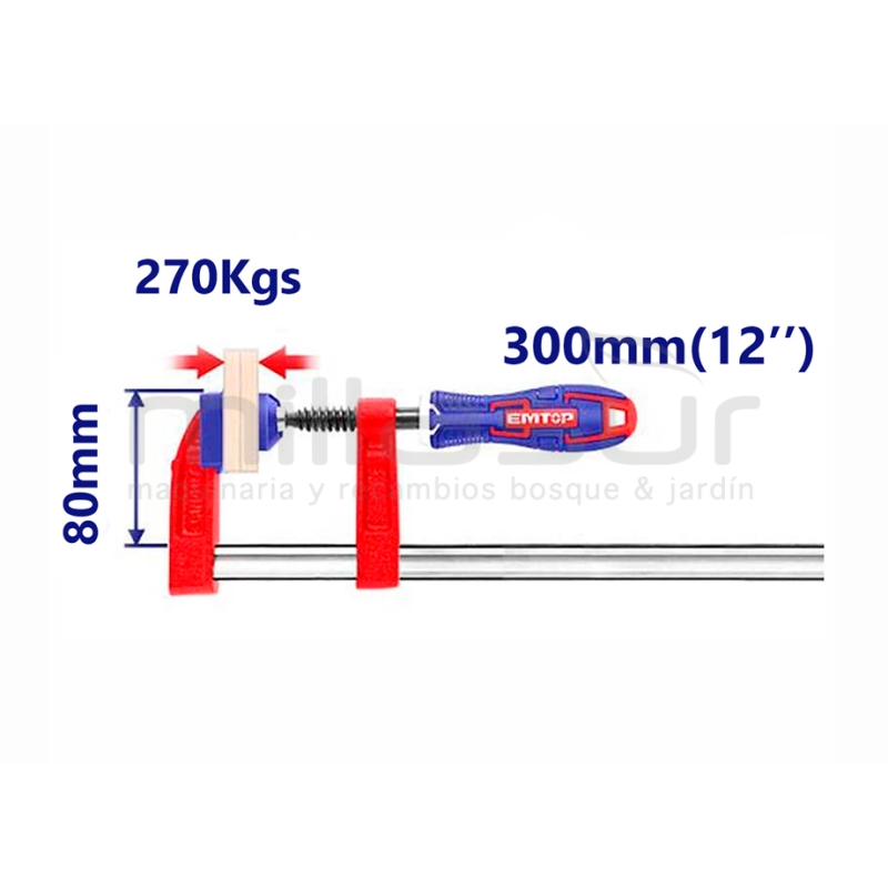 SARGENTO DE APRIETE 80x300 MM 270 KGS EMTOP - motoscamaralweb.com
