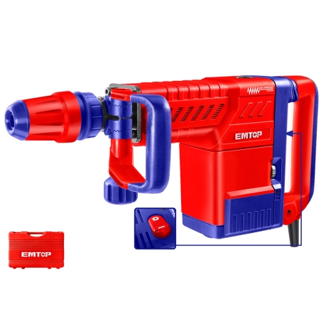 MARTILLO DEMOLICION 1500W 6-25J EMTOP (TIPO SDS MAX - ANTIVIBRACION - 2 CINCELES - CON MALETIN) - motoscamaralweb.com