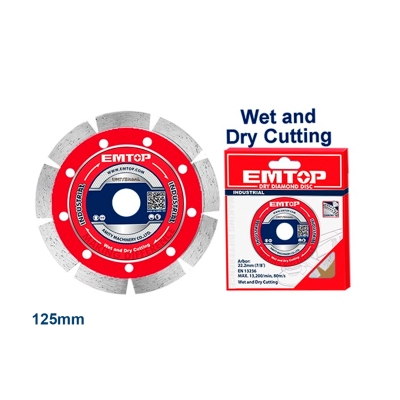 DISCO DIAMANTE HORMIGON AMOLADORA 125MM 7.5MM EMTOP - motoscamaralweb.com