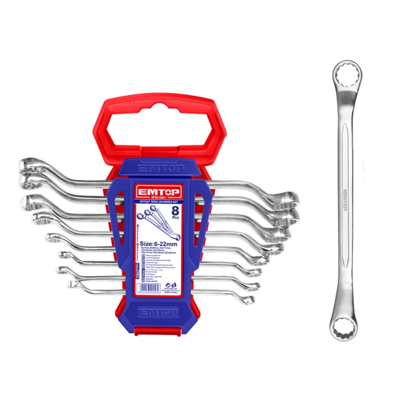 JUEGO DE LLAVES COMBINADAS 8 PCS (6x7. 8x9. 10x11. 12x13. 14x15. 16x17. 18x19. 20x22) EMTOP - motoscamaralweb.com