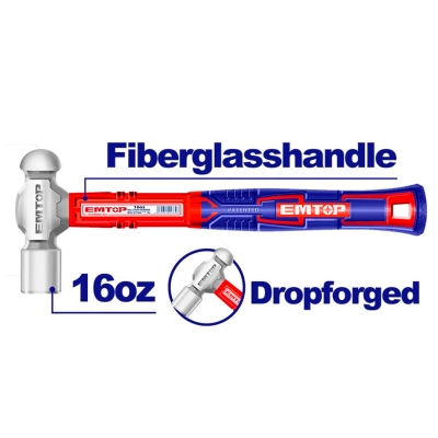 MARTILLO DE BOLA 450g EMTOP (MANGO ACERO FORJADO) - motoscamaralweb.com