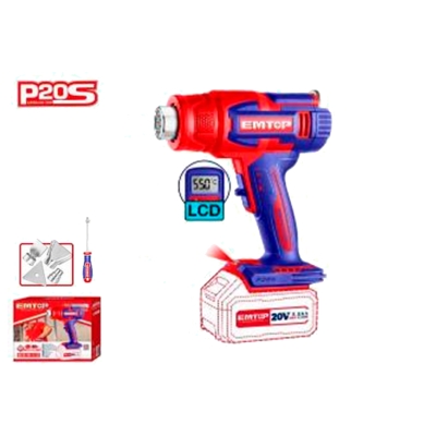 PISTOLA DE CALOR 20V EMTOP (INCLUYE 3 BOQUILLAS Y RASPADOR) - motoscamaralweb.com