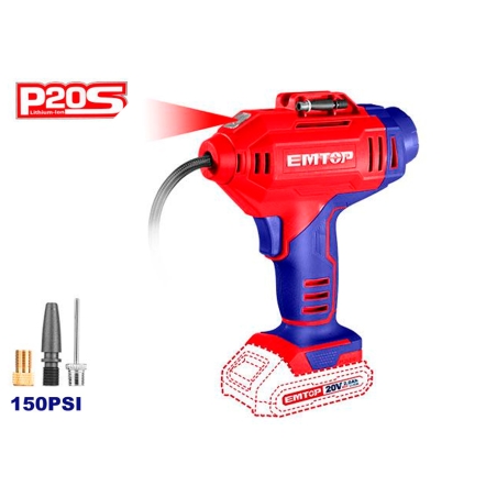 COMPRESOR BATERÍA 20V - P20S - EMTOP (150PSI -10bar) (NO INCLUYE BATERÍA NI CARGADOR) - motoscamaralweb.com