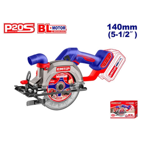 SIERRA CIRCULAR 140MM EMTOP BATERIA 20V - P20S - (1 DISCO - NO INCLUYE BATERÍA NI CARGADOR) - motoscamaralweb.com