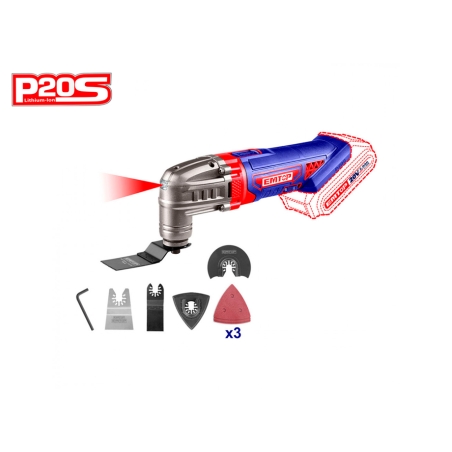MULTIHERRAMIENTA EMTOP BATERÍA 20V - P20S - (8 ACCESORIOS - NO INCLUYE BATERÍA NI CARGADOR) - motoscamaralweb.com