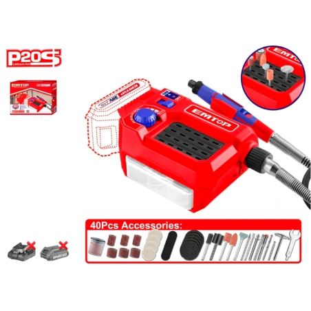 MINIHERRAMIENTA RECTIFICADOR MATRICES P20S (INCLUYE 40 ACC. SIN BATERIA NI CARGADOR) - motoscamaralweb.com