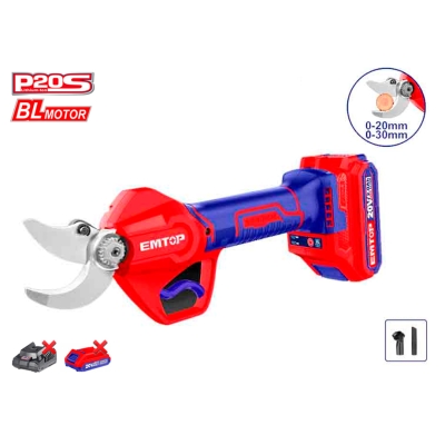 TIJERA PODA BATERIA 20V BRUSHLESS EMTOP-P20S(20-30mm - BATERIA Y CARGADOR NO INCL.) - motoscamaralweb.com