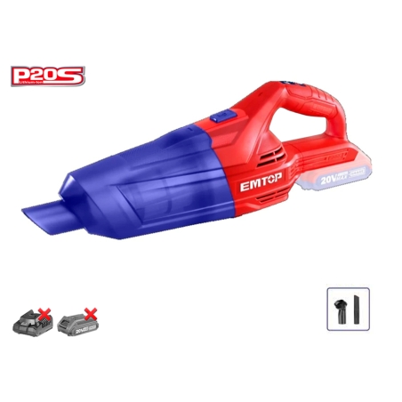 ASPIRADOR PORTATIL BATERIA 20V 0.5L EMTOP - P20S (NO INCLUYE BATERÍA NI CARGADOR) - motoscamaralweb.com