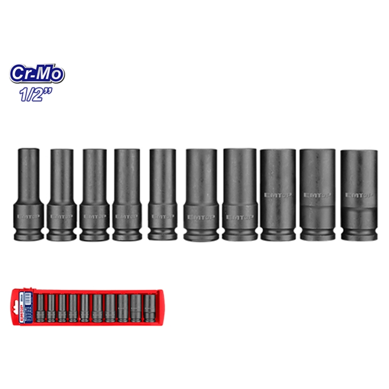 JUEGO CUBOS DE IMPACTO EMTOP LARGOS 78MM 1/2 CR MO - 10 PCS (10.12.13.14.15.17.19.21.22.24) - motoscamaralweb.com