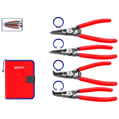 CONJUNTO 4 ALICATES PRESILLAS 7 180MM (2-180º - 2-90º) EMTOP - motoscamaralweb.com